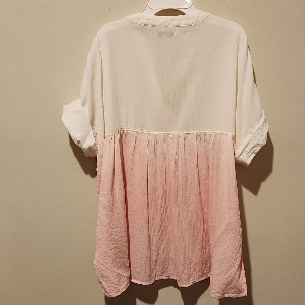 ❤️ MADEWELL DIP DYE LAKELINE POPOVER SHIRT, PINK WHITE, SMALL - Picture 6 of 11